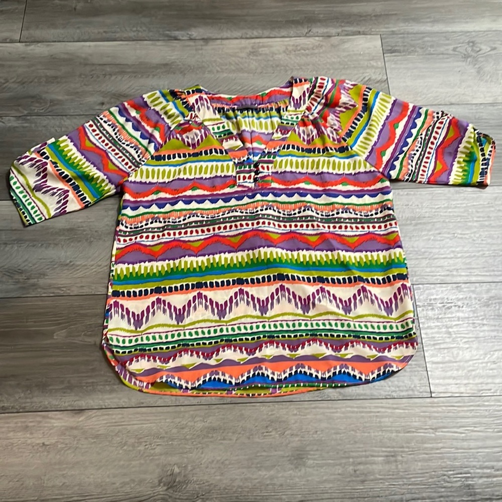 West Kei, abstract blouse,‎ 1X, rainbow